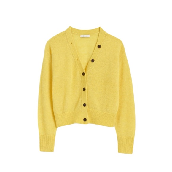 Madewell Alpaca-Blend V-Neck Cardigan in Canary Yellow - Picture 1 of 10